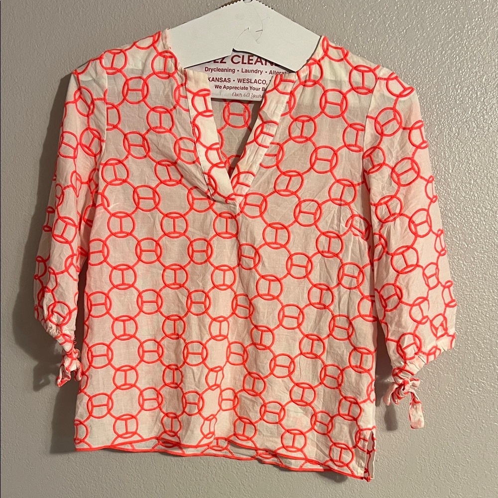 Vilagallo Women's Blouse with Red Geometric Pattern